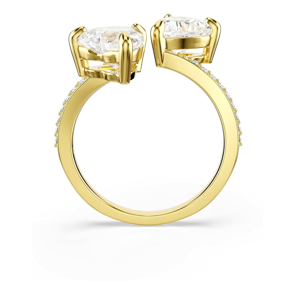 Swarovski Anillo abierto Mesmera Attract, Talla de corazón, Pavé, Corazón, Blanco, Baño tono oro