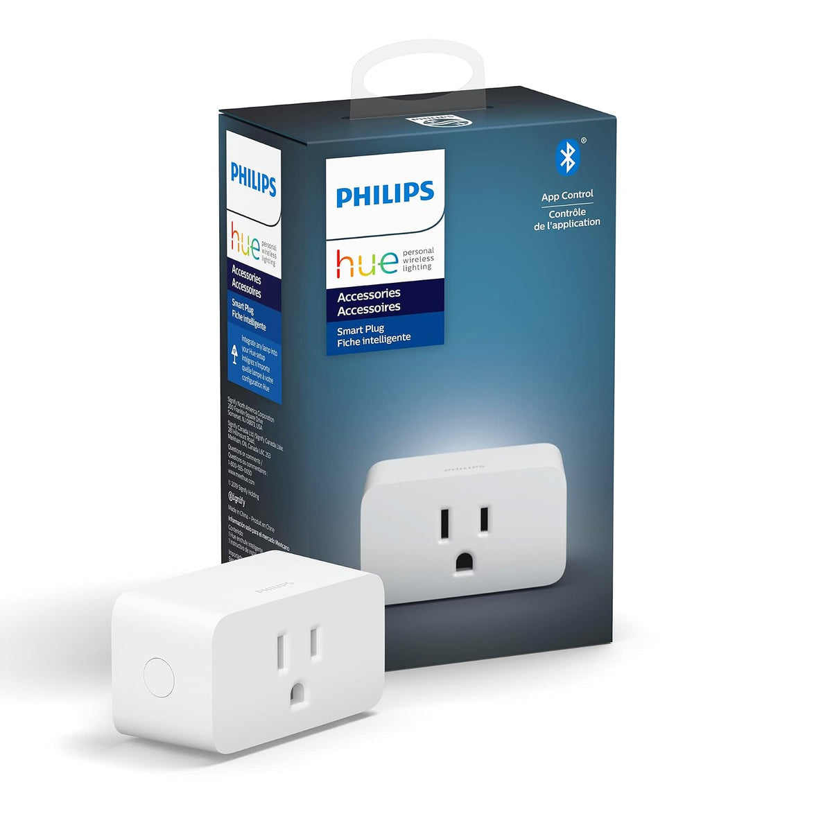 Focos Philips Hue Luz Multicolor 4 Focos A19 + Hue Bridge - Compatible con Alexa + Enchufe Inteligente