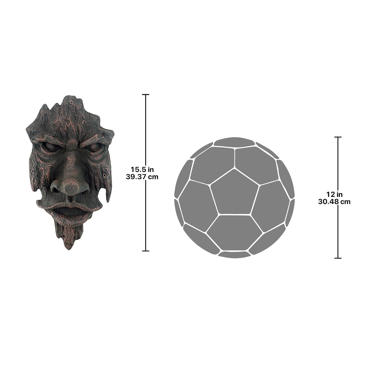 Design Toscano Nottingham Woods Greenman - Escultura de Pared de fantasía para Interiores y Exteriores, 15 Pulgadas de Alto, Resina de Piedra fundida, Acabado de Madera