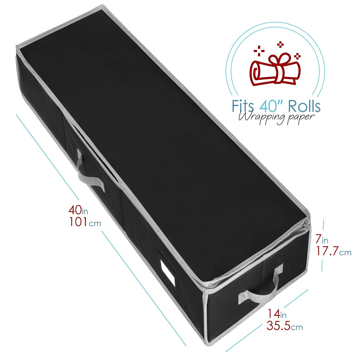 Hearth & Harbor - Contenedor de almacenamiento de papel de regalo con cinta organizador de almacenamiento - Bolsa de almacenamiento de Navidad con bolsillos interiores extras - Organizador de regalo