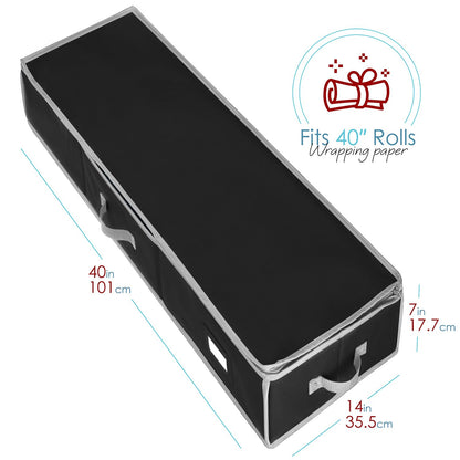 Hearth & Harbor - Contenedor de almacenamiento de papel de regalo con cinta organizador de almacenamiento - Bolsa de almacenamiento de Navidad con bolsillos interiores extras - Organizador de regalo