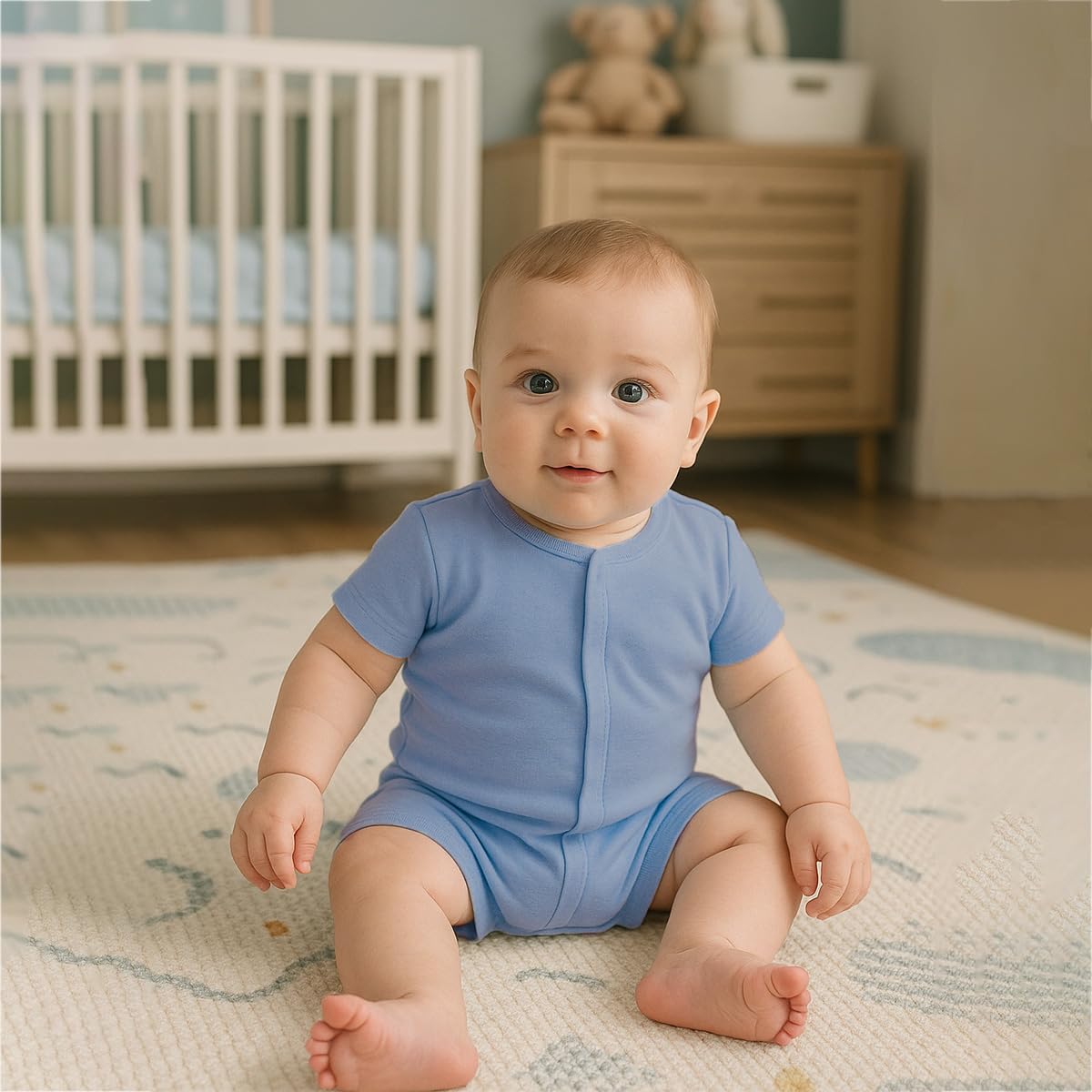 9MONTHS BABY Pañalero para Bebé de Manga Corta Con Imanes de Fácil Apertura 4301-A