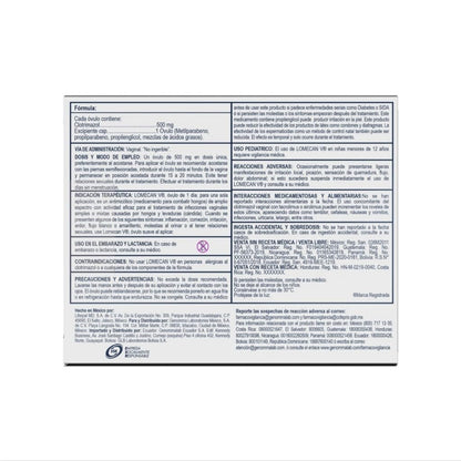 LOMECAN V Uno, Tratamiento para infecciones vaginales causadas por hongos, Caja con 1 óvulo de 500mg