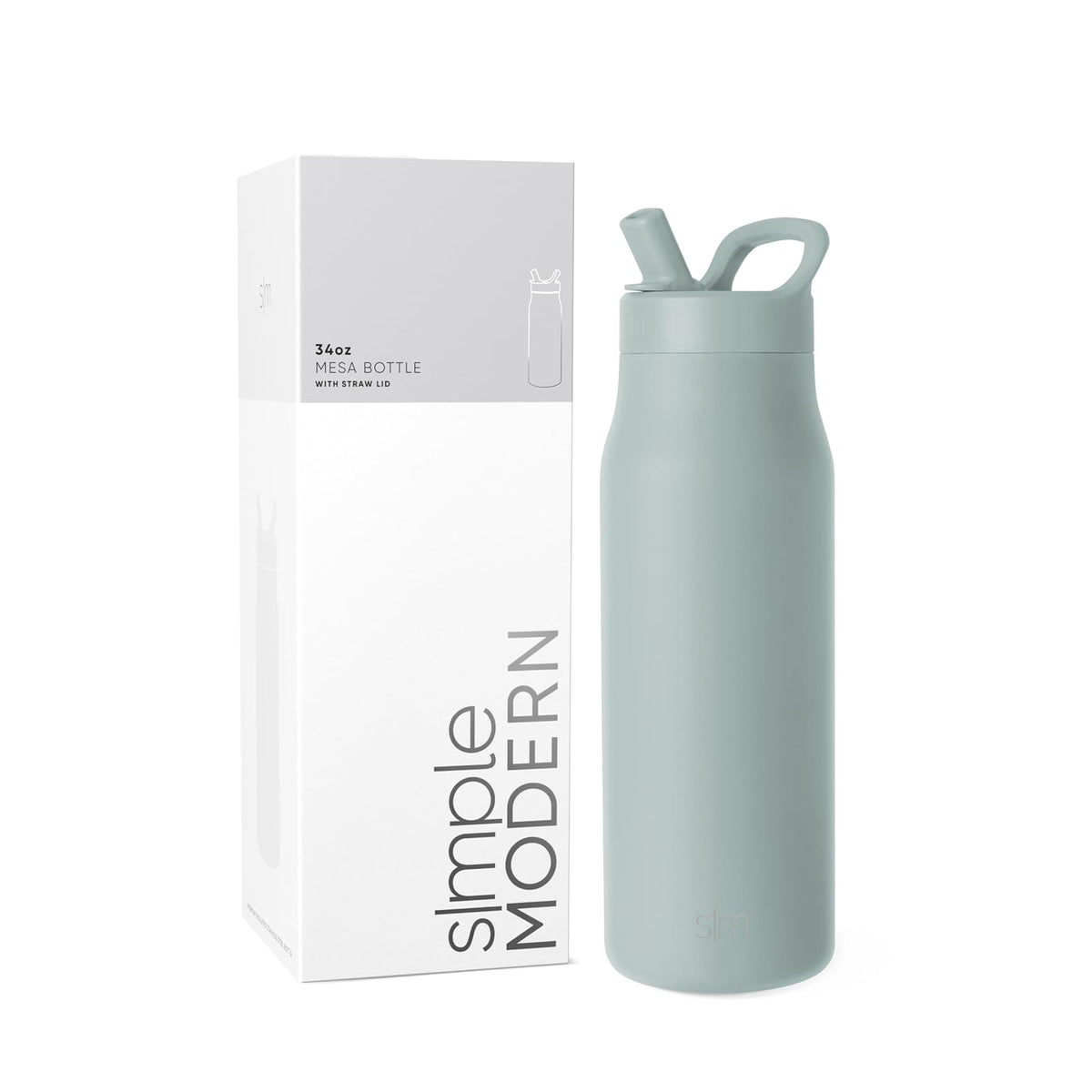 Simple Modern Botella de Agua Infantil Mesa 475 ml Forest con Popote - 1L - Sea Glass Sage