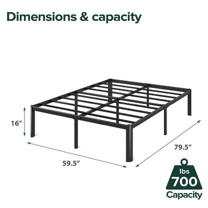 ZINUS - Cama de Plataforma de Metal de 16 Pulgadas, Soporte de Listones de Acero, no Necesita somier, Embalaje ecológico WonderBox, fácil Montaje, Negro, Queen