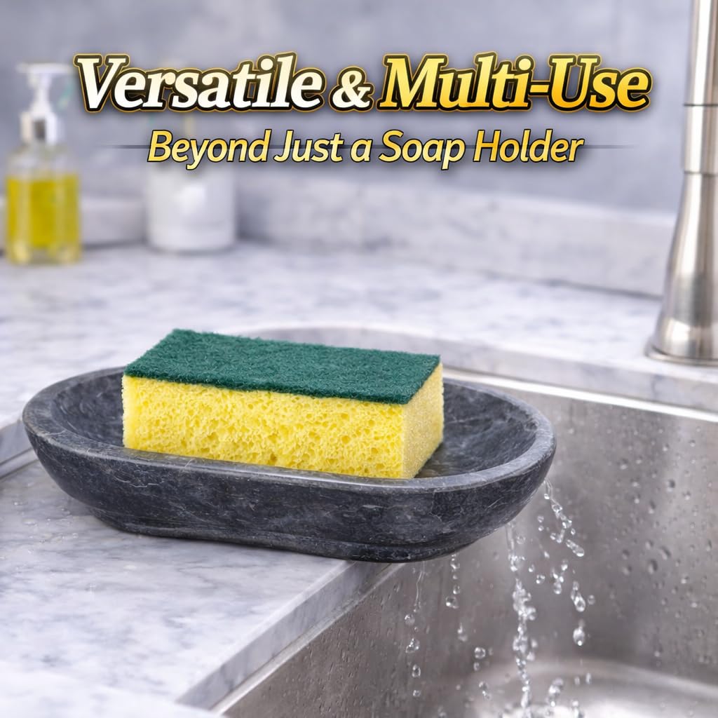 Creative Home - Juego de baño con Piedra de mármol de carbón, Plato para jabón en Barra, Carbón, 5-5/8" W x 3-3/4" L, 1