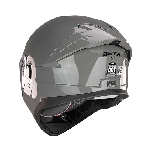 KOV Casco Beta Gris Brillante Integral para Moto Certificado Dot