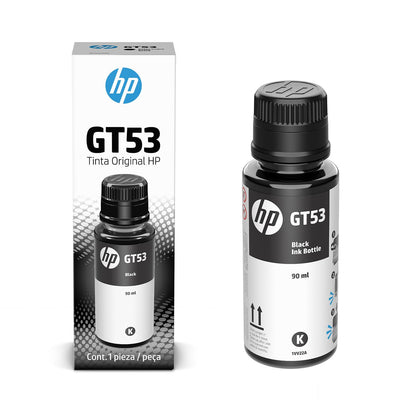 HP Botella de Tinta GT53 Negro Original, para Smart Tank 514,517,616,500,515,519,530,533,615,618, Deskjet 5810,5820, Ink Tank 115, 318,319,410,415,416,418,419,455,457,450,315 (1VV22AL)