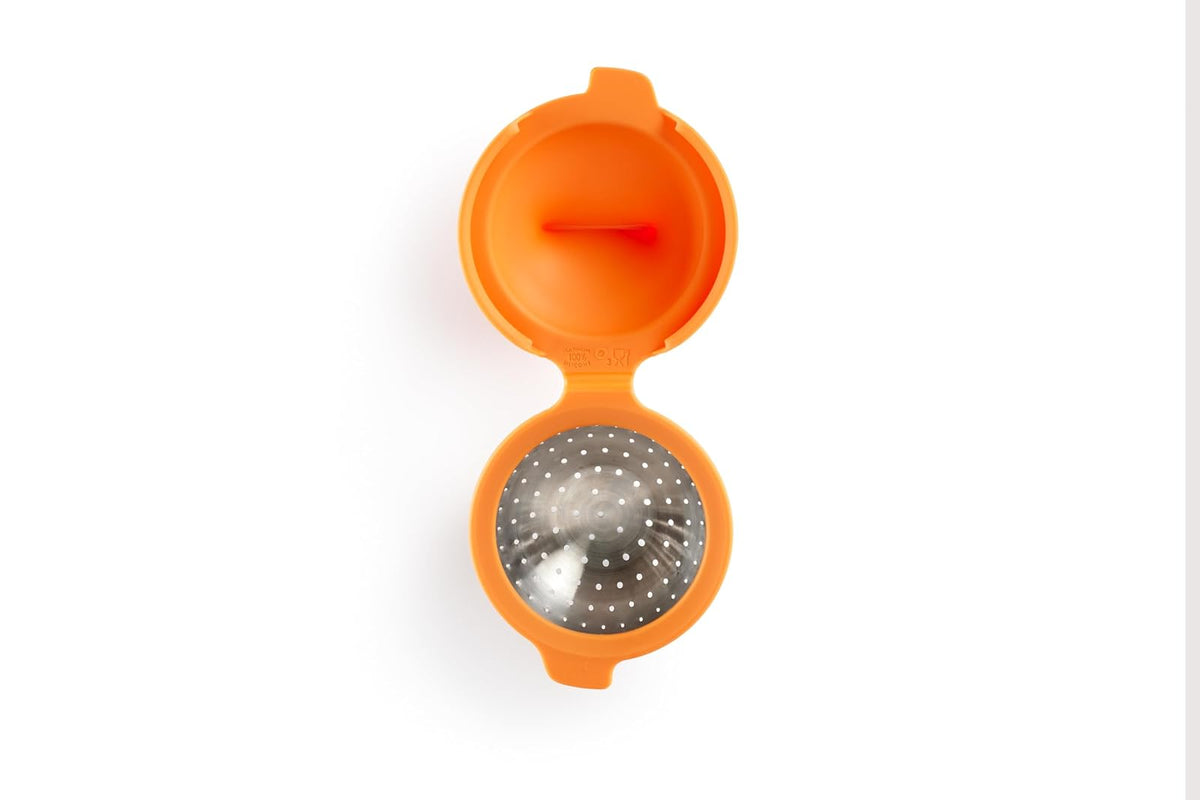 Lekue - Huevera para huevos escalfados, Anaranjado, Juego de 2, 1