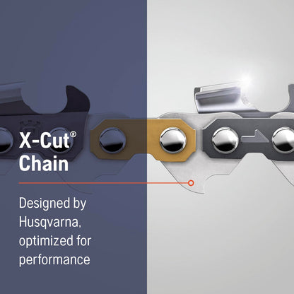Husqvarna X-Cut S93G Cadena de motosierra de 14 pulgadas, mini paso de 3/8 pulgadas, calibre de 0.50 pulgadas, reemplazo de hoja de motosierra de 52 eslabones de transmisión, preestirado y bajo