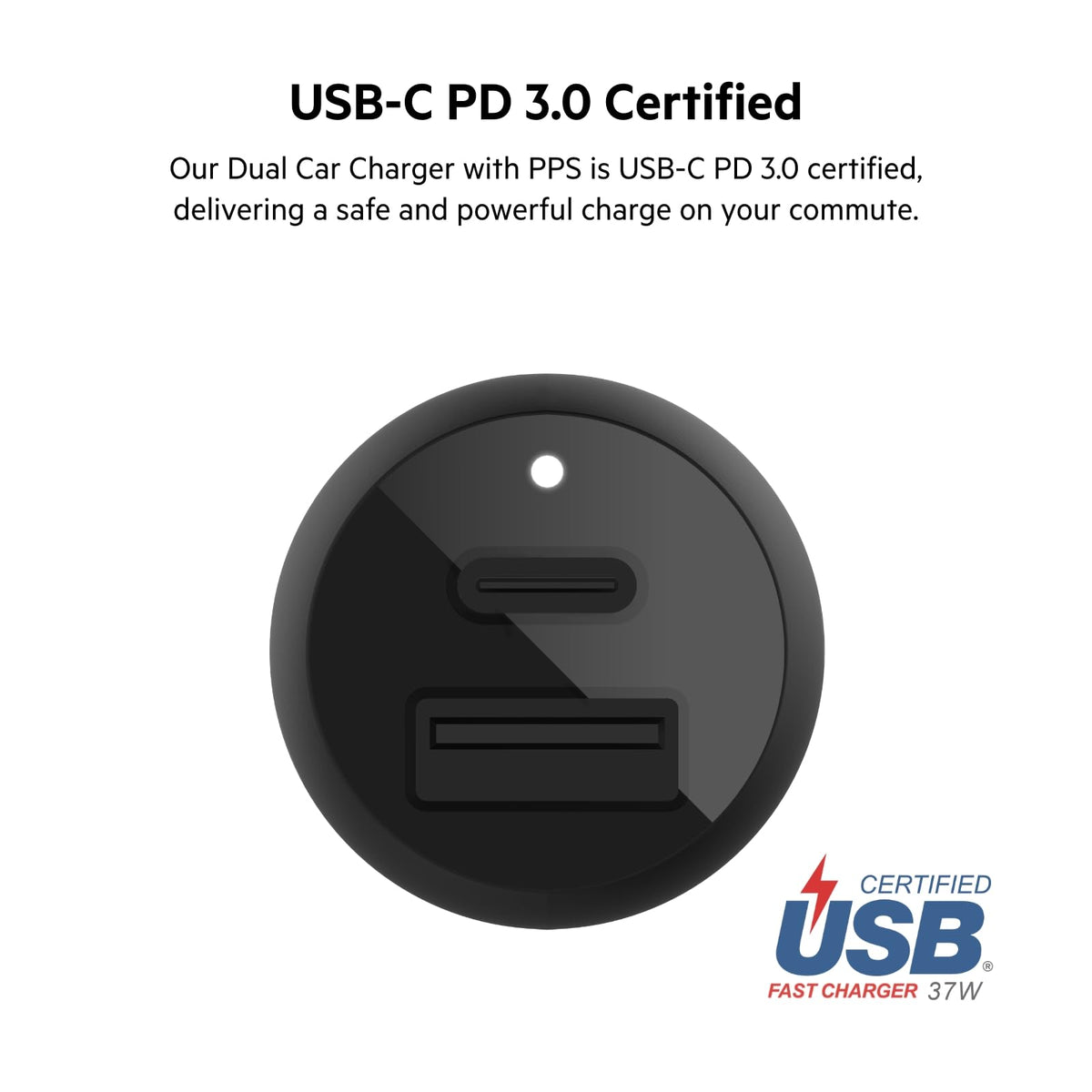 Belkin CCB004btBK Cargador Doble para Automóvil con Pps de 37 W, Negro