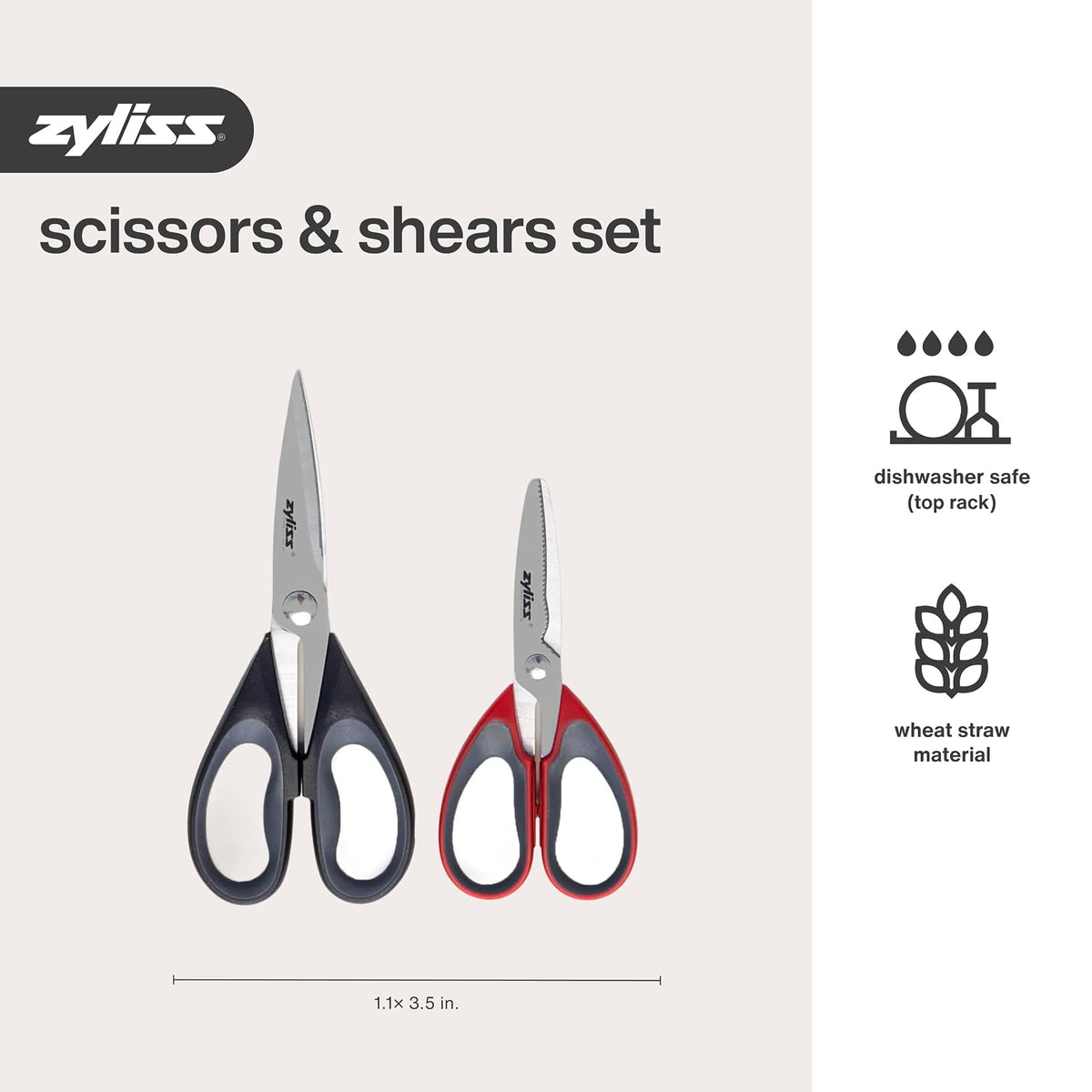 Zyliss E910048U Tijeras Classic Multiusos, Acero, 2 Piezas