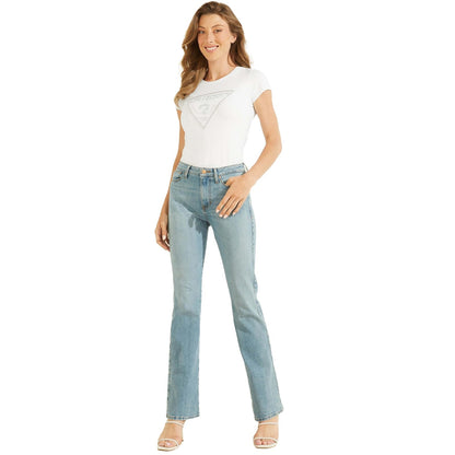 GUESS Playera Manga Corta Logo Bordado Mujer - CH - Blanco puro