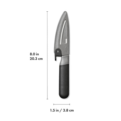 OXO Good Grips - Cuchillo de pelar de 3.5 pulgadas con funda de bloqueo