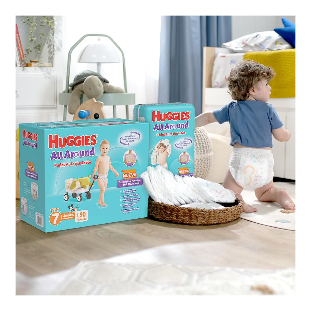 Huggies All Around Pañal Desechable para Bebé, Etapa 6 Unisex, Caja con 160 piezas, Ideal para bebés de más de 13.5 kg