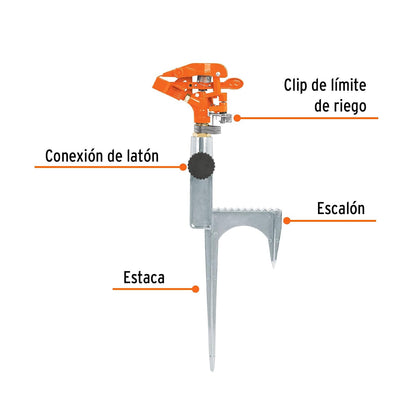 Truper ASP-11R, Aspersor metálico reforzado, estaca de escalón