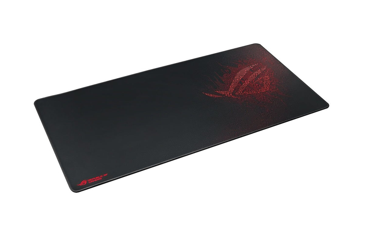 ASUS ROG Sheath Mousepad 900x440mm Antiderrapante Negro Rojo para PC Gamer | Superficie de tela para deslizamiento preciso, base de goma antideslizante, bordes cosidos anti-desgaste, 900x440x3mm, ROG