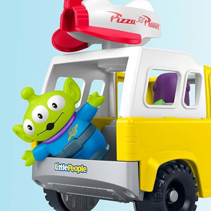 Fisher-Price - Juguete para niños pequeños de Disney y Pixar Toy Story Pizza Planet Truck con Buzz Lightyear y Figuras alienígenas para niños de 18 Meses