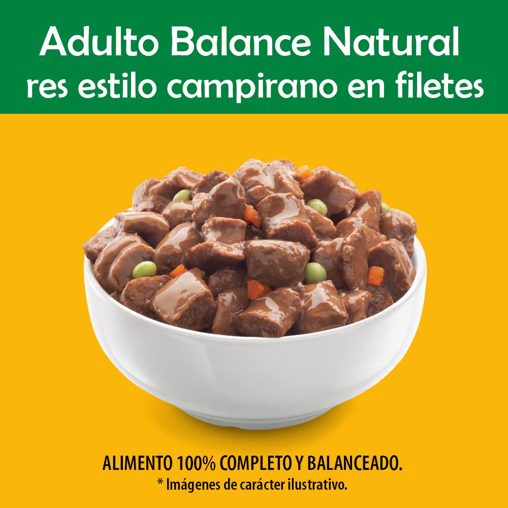 Pedigree - Sobres para Perro Adulto Balance Natural, Res y Vegetales, 100gr. c/u, 24 Sobres