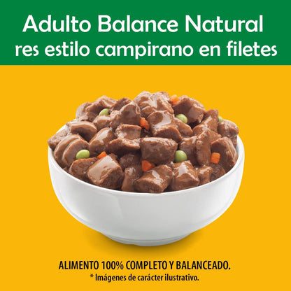 Pedigree - Sobres para Perro Adulto Balance Natural, Res y Vegetales, 100gr. c/u, 24 Sobres