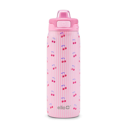 Ello Kids Pop & Fill Botella de Agua Infantil de Acero Inoxidable - Cerezas preparadas