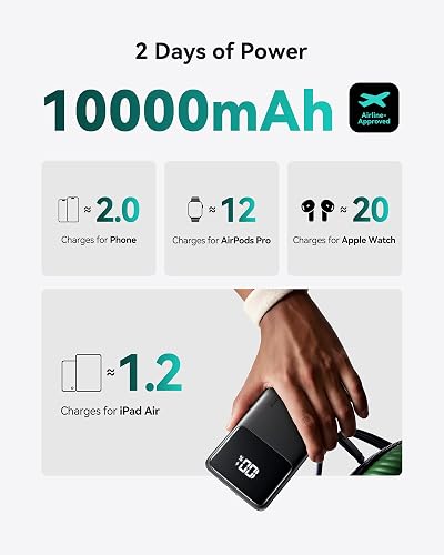 INIU Portable Charger, 22.5W 10000mAh Slim USB C Power Bank Fast Charging PD3.0 QC4.0, Built-in Phone Holder Battery Pack Charger Portable for iPhone 13 12 11 X Pro Samsung S20 Google LG AirPods iPad