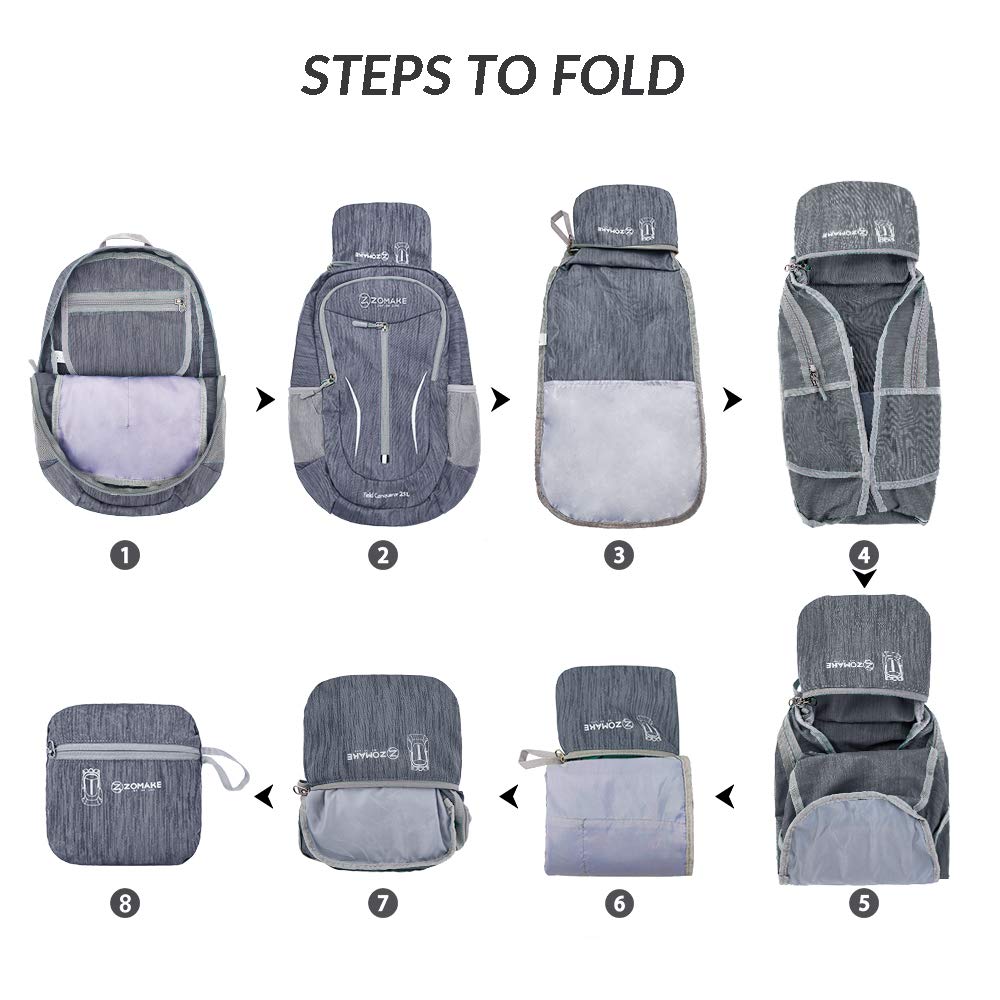 ZOMAKE Mochila de senderismo pequeña, 25 l, ligera, mochila de viaje, plegable, para mujeres y hombres, Mochilas de viaje, Azul oscuro, Pequeño