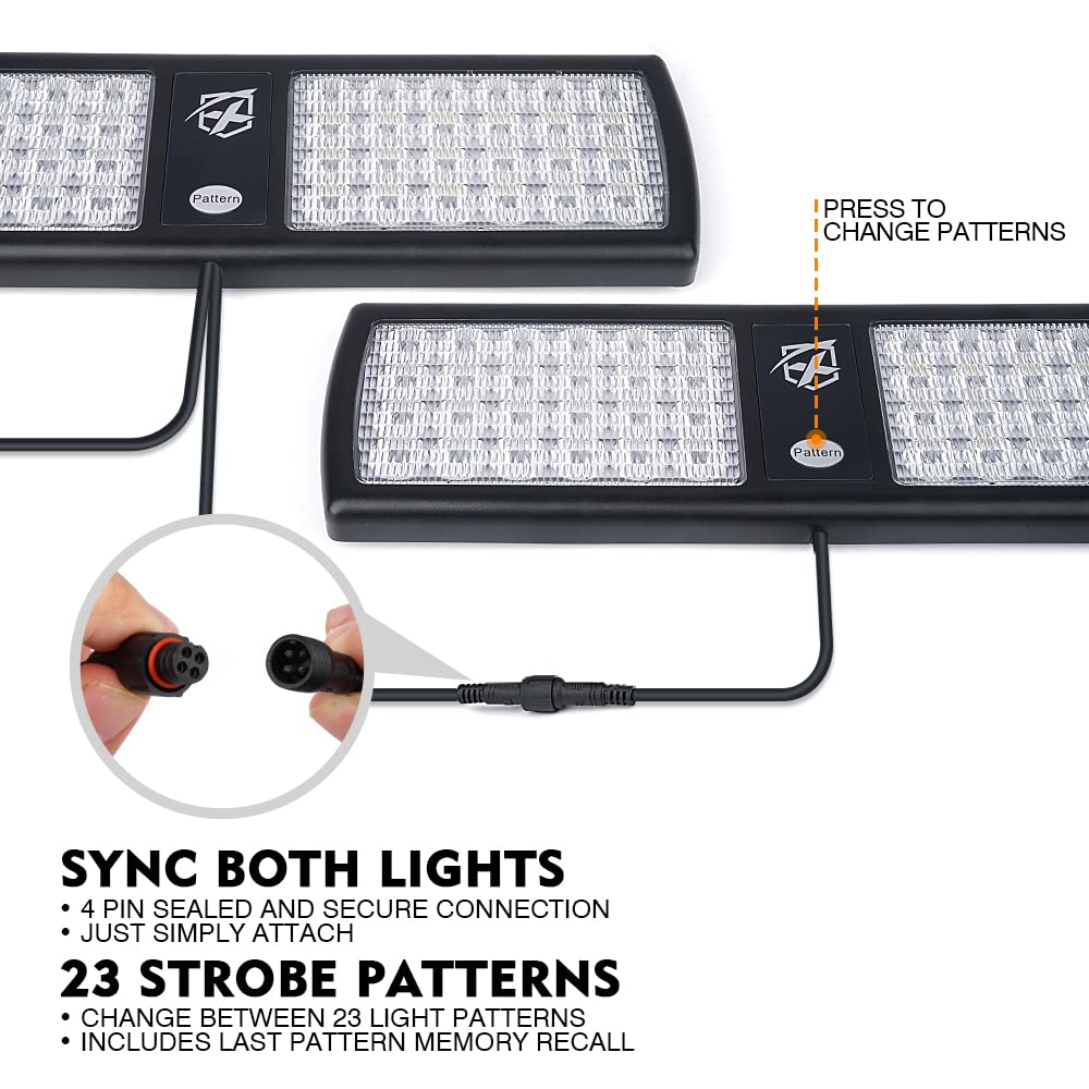 Xprite 52020M-G1-RB Luces Estroboscópicas de Visera 2 en 1 Rojo y Azul de Advertencia de Emergencia para Vehículos, 2 Piezas