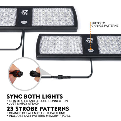 Xprite 52020M-G1-RB Luces Estroboscópicas de Visera 2 en 1 Rojo y Azul de Advertencia de Emergencia para Vehículos, 2 Piezas