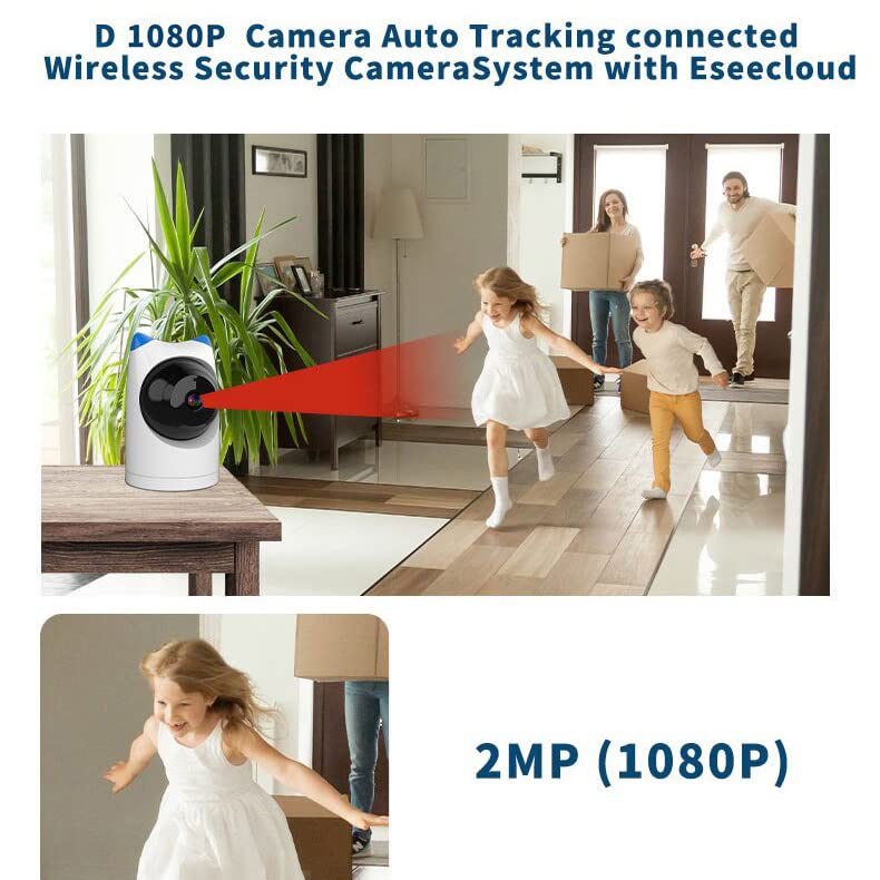 Omibum Cámara WiFi de 2MP Seguridad Cámara de Vigilancia Interior, Audio Bidireccional, Control Remoto, Detección de Movimiento, Visión Nocturna （Amarillo+64G）