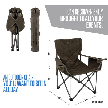 ALPS Mountaineering King Kong - Sillas de Camping para Adultos con portavasos de Malla y Bolsillos, construidas duraderas y fiables con Marco de Acero Plegable Compacto, Arcilla