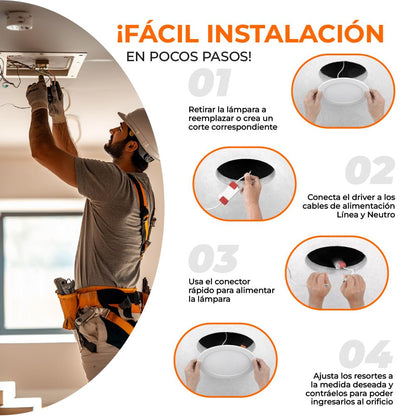 Tecnolite - Lámpara Empotrable Ajustable Downlight LED 20 W, Luz de Día, No atenuable