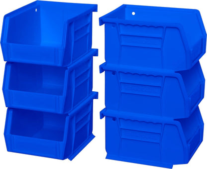 Akro-Mils AkroBins Contenedor Organizador 30210 | Azul, Paquete de 6, 5 in x 4 in x 3 in, Colgar, Apilable