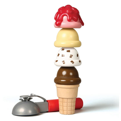 Melissa & Doug Mostrador de Heladería Preparar y Servir Helados, Juguete de Madera, Comida de Juguete, Juego de Imitación (28 Piezas)