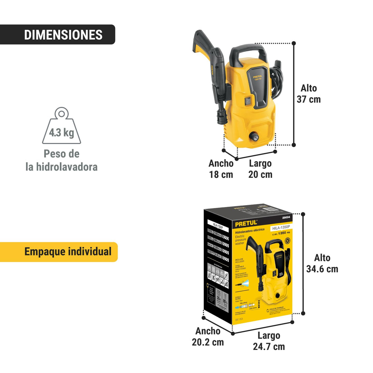 Pretul HILA-1350P, Hidrolavadora eléctrica 1350 PSI 1.6 HP 127 V / 60 Hz