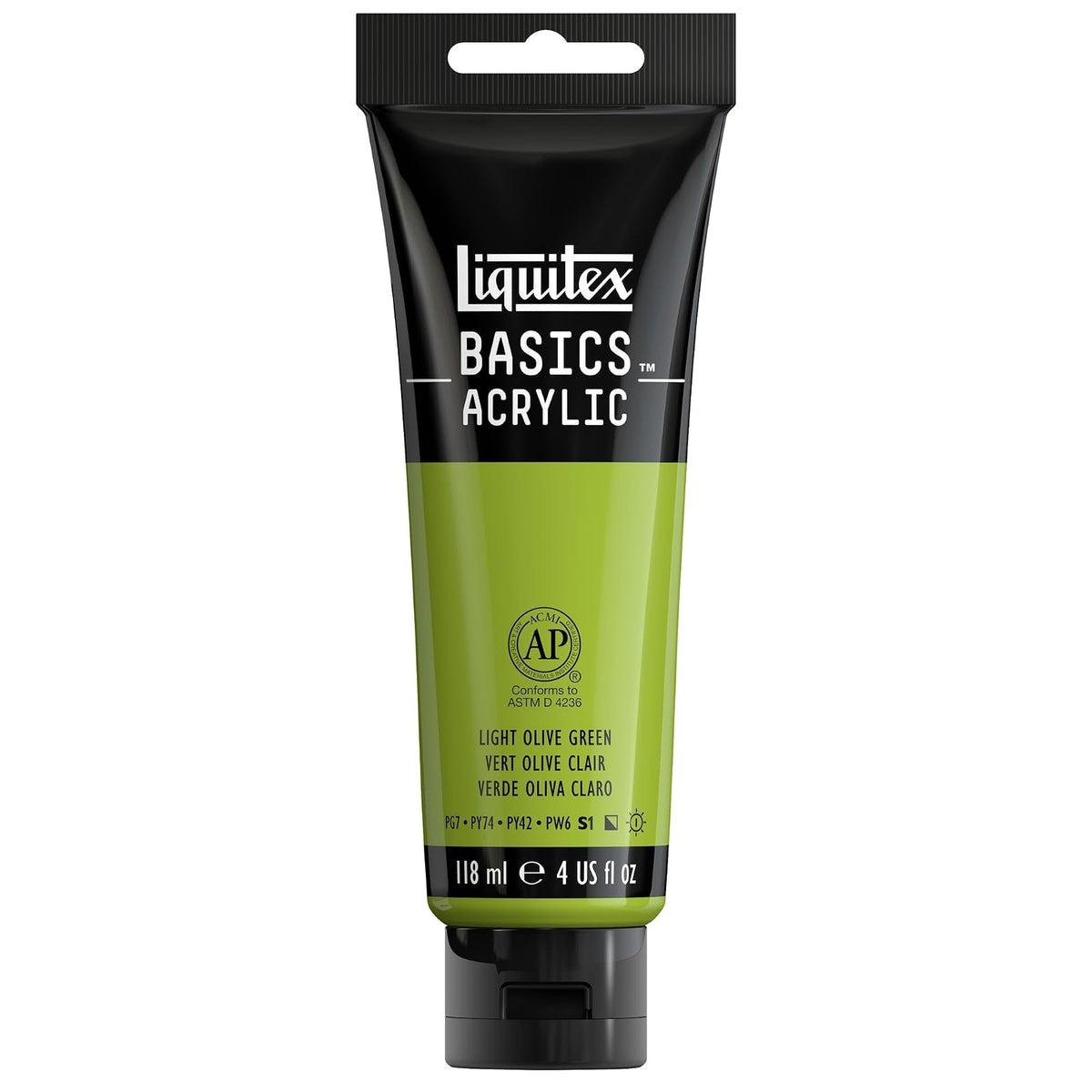 Liquitex Basics Pintura Acrílica, Tubo de 4 oz - Verde (Light Olive Green 218) - Tubo de 4 onzas