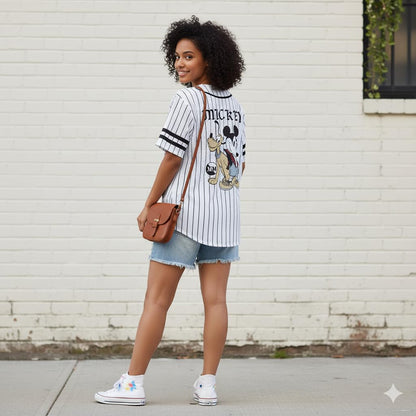 Disney - Playera de béisbol clásica con Botones para Mujer