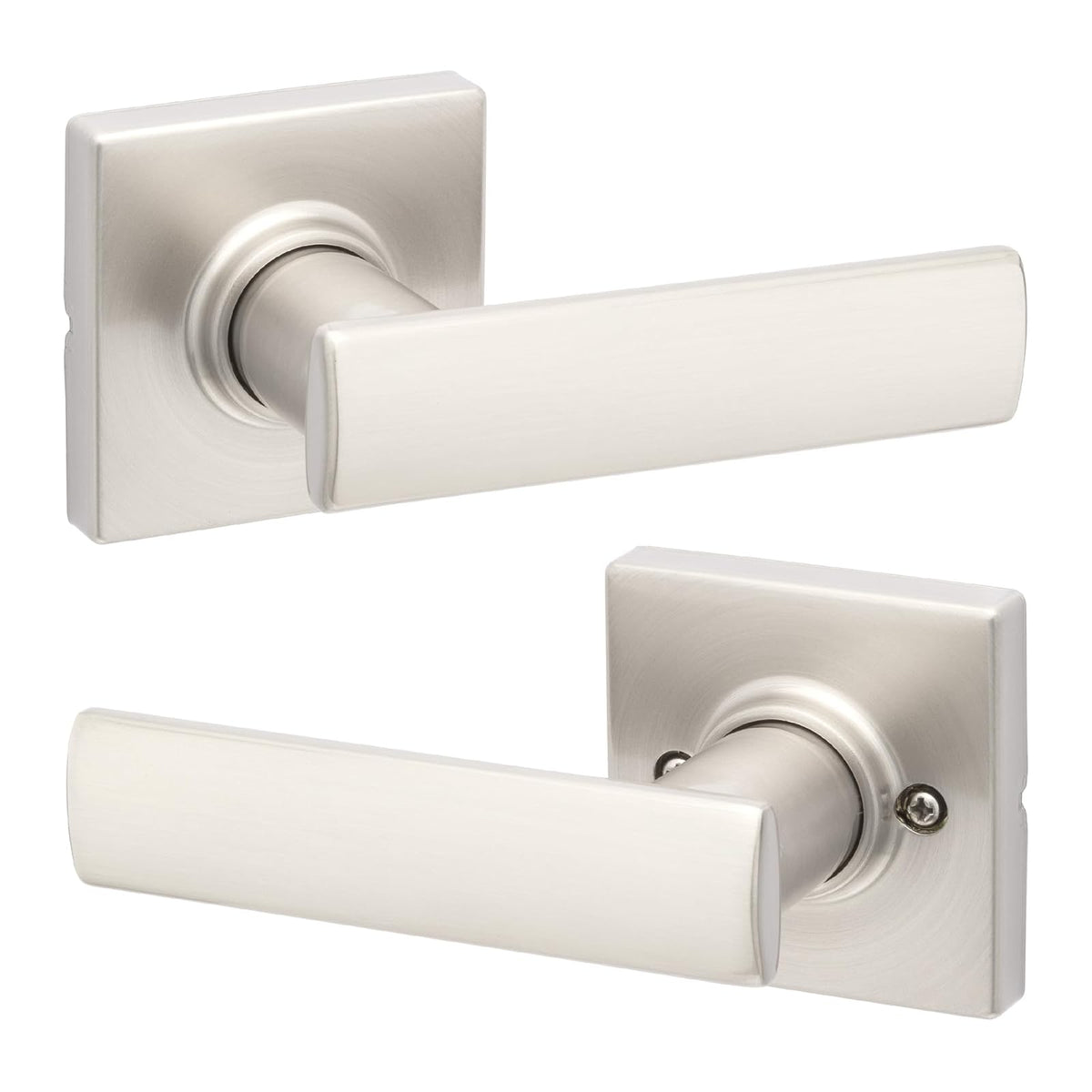 Kwikset Breton Manija para Puerta Reversible con Cerradura - Níquel Satinado - 1 paquete - Pasaje