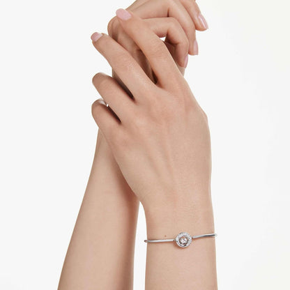 Swarovski Brazalete Dextera, Talla redonda, Blanco, Baño de rodio