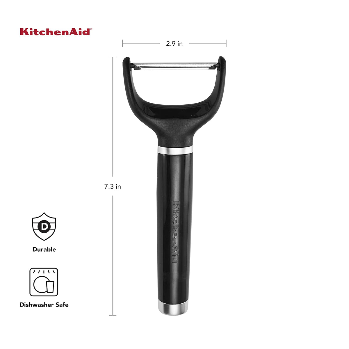 KitchenAid Pelador en Y con mango ergonómico y hoja de un solo filo, apto para lavaplatos con cubierta protectora