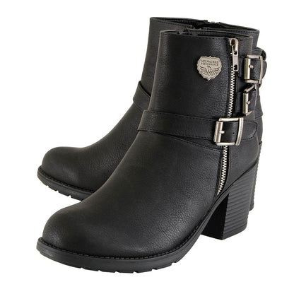 Milwaukee Performance - Motocicleta MBL9405 BLK para mujer, triple hebilla lateral con tacón de plataforma, negro, 8 de EE. UU