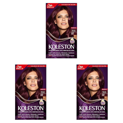Wella Koleston Tinte Permanente 34 Castaño Oscuro Hipnótico Paquete de 3 - 366 Castano Violeta Oscuro - 1 Unidad (Paquete de 3)