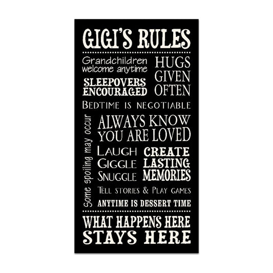 My Word! Gigi's Rules - Letrero Decorativo, Color Negro