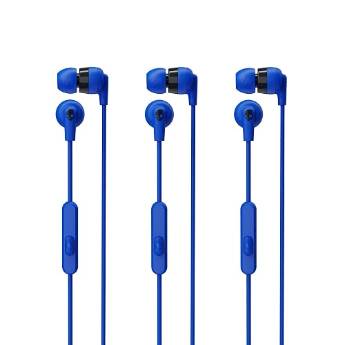Skullcandy Ink'd+ Auriculares In-Ear Alambricos, Micrófono, Compatibles con Dispositivos Bluetooth y Computadoras, Paquete de 3, Azul