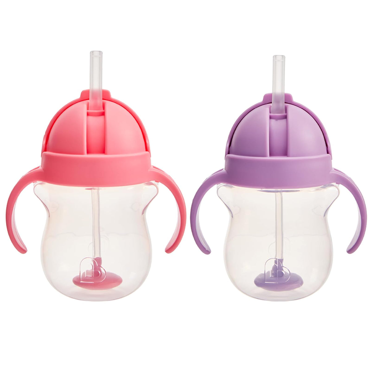 Munchkin Click Lock Vaso con Popote con Peso, 7 oz, Paquete de 2 - Rosado - Púrpura - 2 Count (Pack of 1)