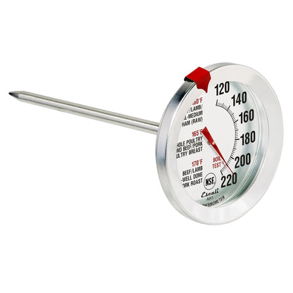 Escali AH1 Termómetro de Carne de Acero Inoxidable | Apto para horno, esfera extragrande 2.5 pulgadas, etiqueta de temperatura para carne, plata certificada NSF