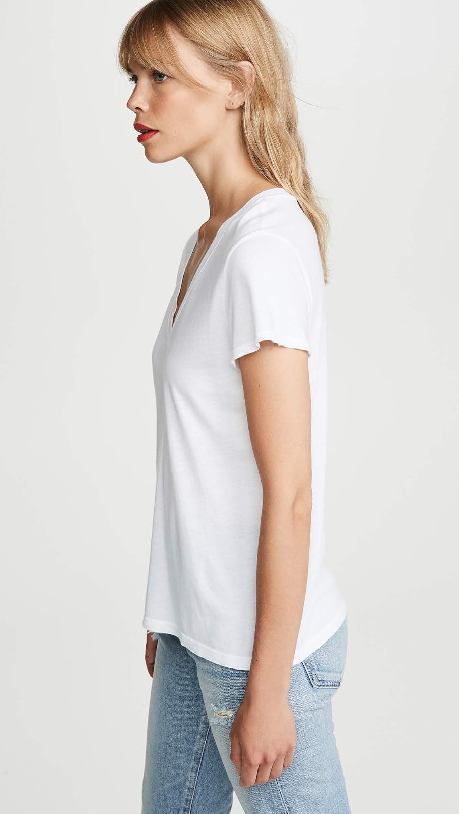 Splendid Playera de Manga Corta con Cuello en V para Mujer