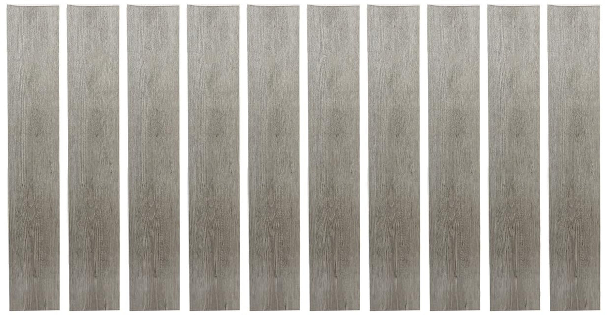 Achim Home Furnishings VFP1 Tablones de vinilo para piso, 10 unidades, 6 Inches x 36 Inches - Light Grey Oak - 6 Inches x 36 Inches