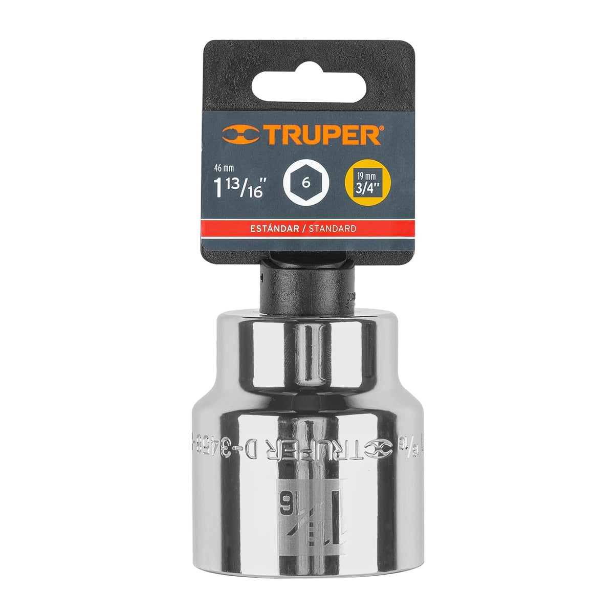 Truper D-3458-H, Dado de 6 puntas, cuadro 3/4" de 1-13/16"