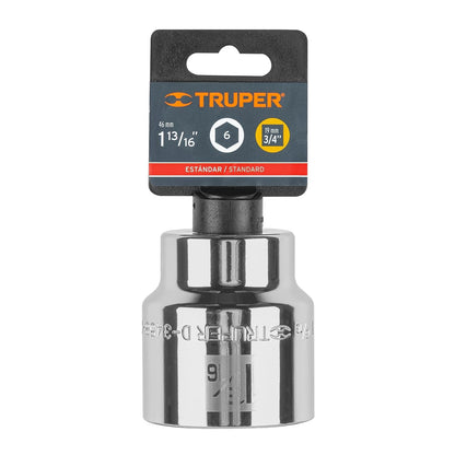 Truper D-3458-H, Dado de 6 puntas, cuadro 3/4" de 1-13/16"